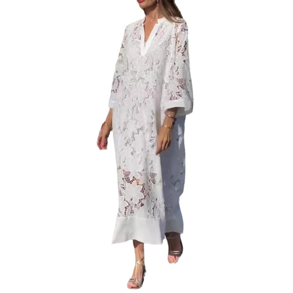 Dame Elegant Spids-Kaftan Kjole Stilla