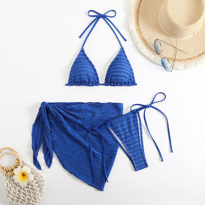 Dame Triangle Bikini Sæt med matchende Cover-Up Stilla