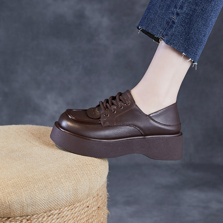 Dame Chunky Platform Oxford Sko med strukturerede detaljer Stilla
