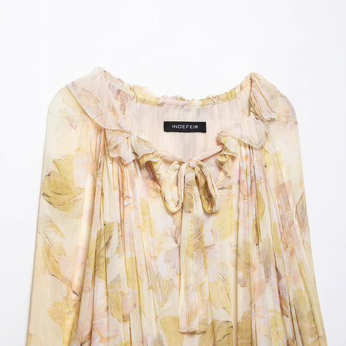 Femme Floral Print Tømrerbluse Stilla