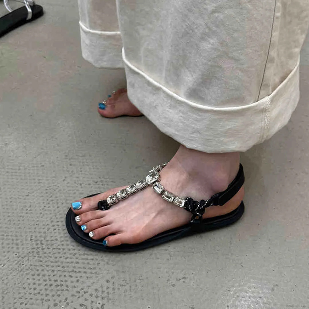 Damer elegante remsandaler med strassdekorationer Stilla