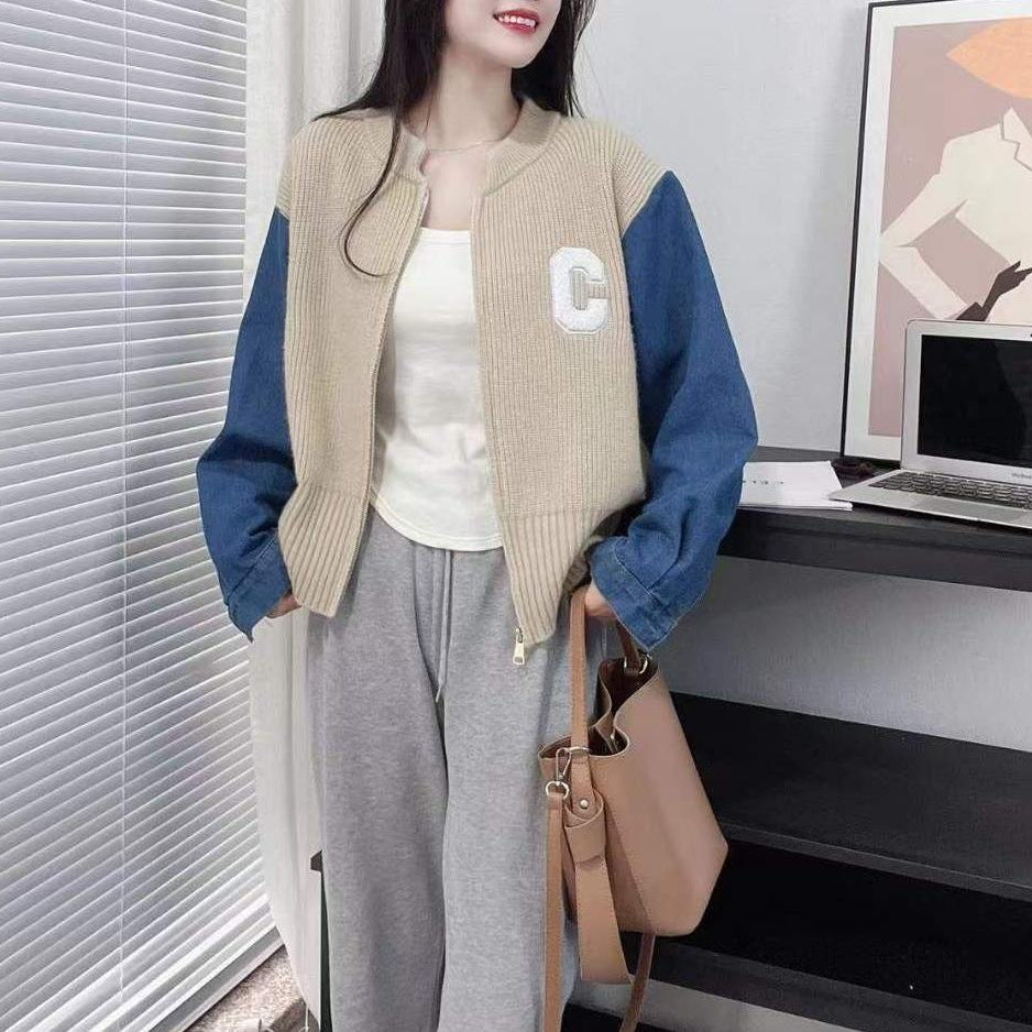 Dame Trendy Cardigan med Denim ærmer Stilla