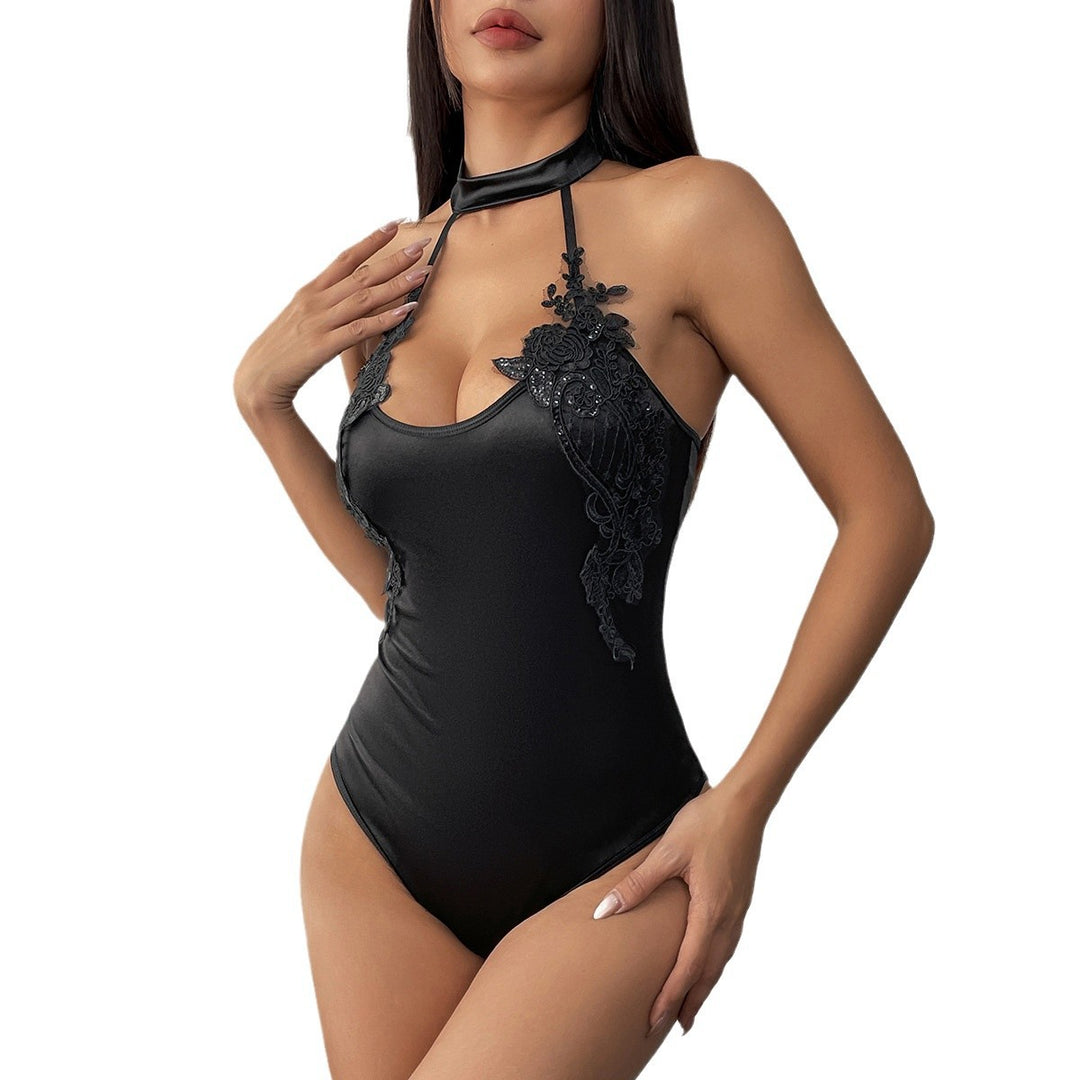 Dame bodystocking med pyntede spidsapplikationer Stilla