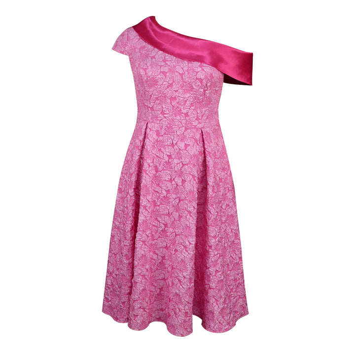 Damer Elegant kjole med asymmetrisk strop og blomsterdesign Skovae