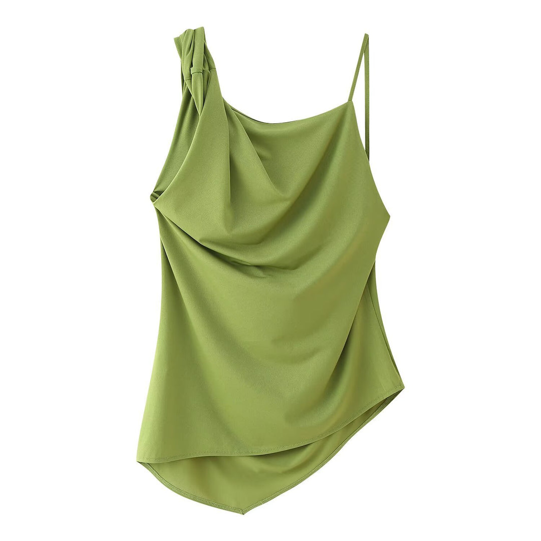 Femme Draperet En-skulder Top Stilla