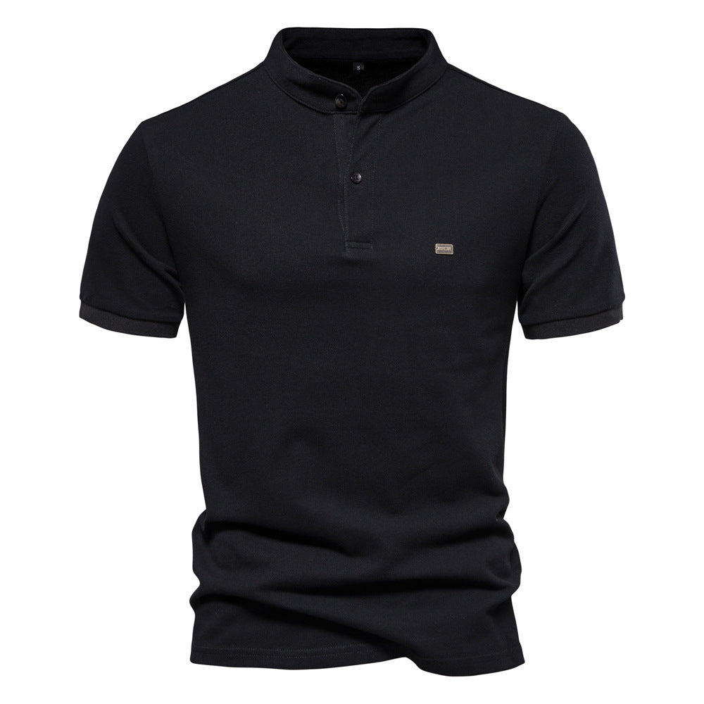 Herrer Poloshirt med moderne ståkrave og kvalitets bomuldsblanding Stilla