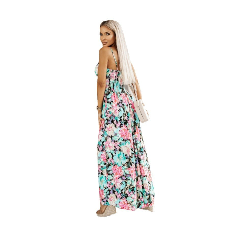 Dame Floral Maxikjole med justerbare stropper Stilla