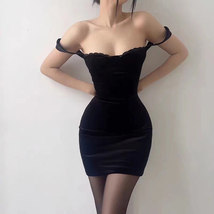 Dame sexy natkjole med blondepynt Stilla