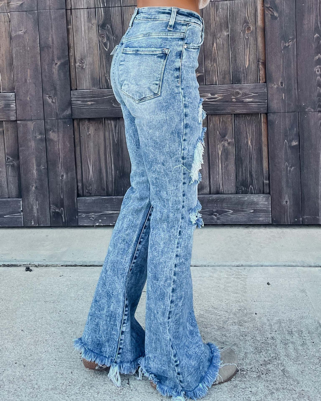Stilla | Kvinder Klassisk Revnet Frynse Lynlås Jeans