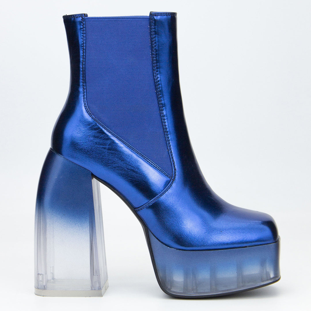 Femme Chunky Platform Ankel Støvler med gennemsigtig blokhæl Stilla