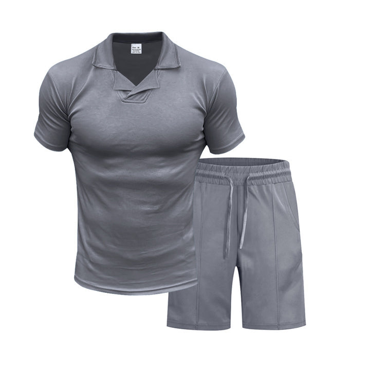 Herrer Sporty Sæt med åndbar kortærmet overflade og komfortable shorts Stilla