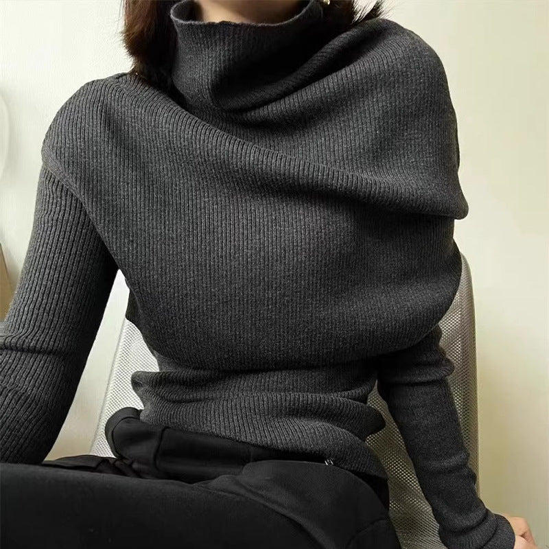 Kvinder elegant turtleneck sweater med asymmetrisk skæring Stilla