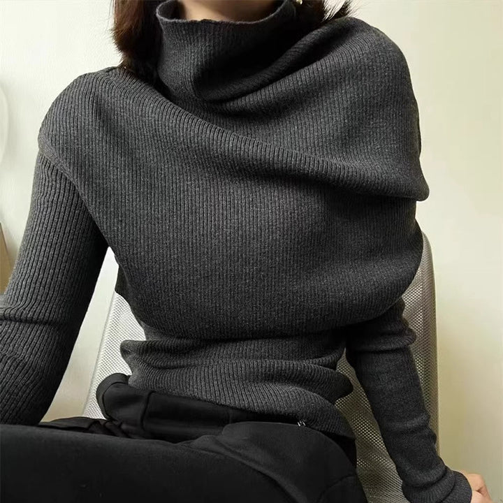 Kvinder elegant turtleneck sweater med asymmetrisk skæring Stilla