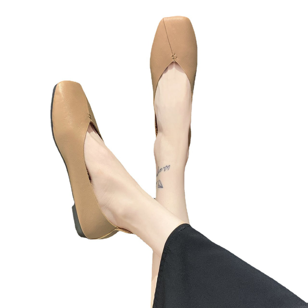 Dame nan firkantet Ballerina-sneakers i blødt kunstlæder med polstret komfortfodbund Skovae
