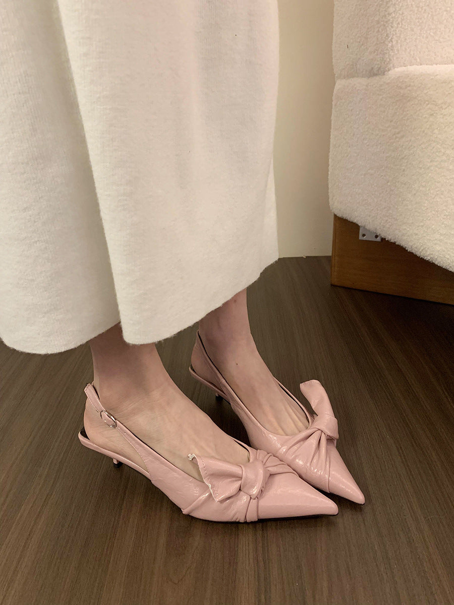 Damer Elegante Spids Slingback Pumps med Sløjfe Akcent Stilla