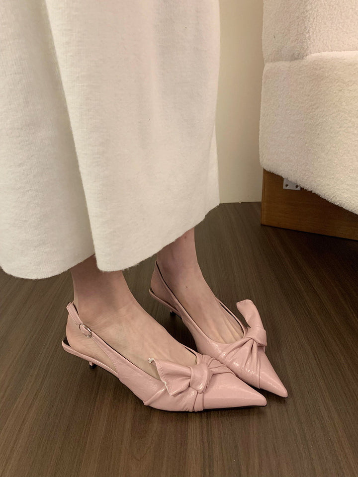 Damer Elegante Spids Slingback Pumps med Sløjfe Akcent Stilla