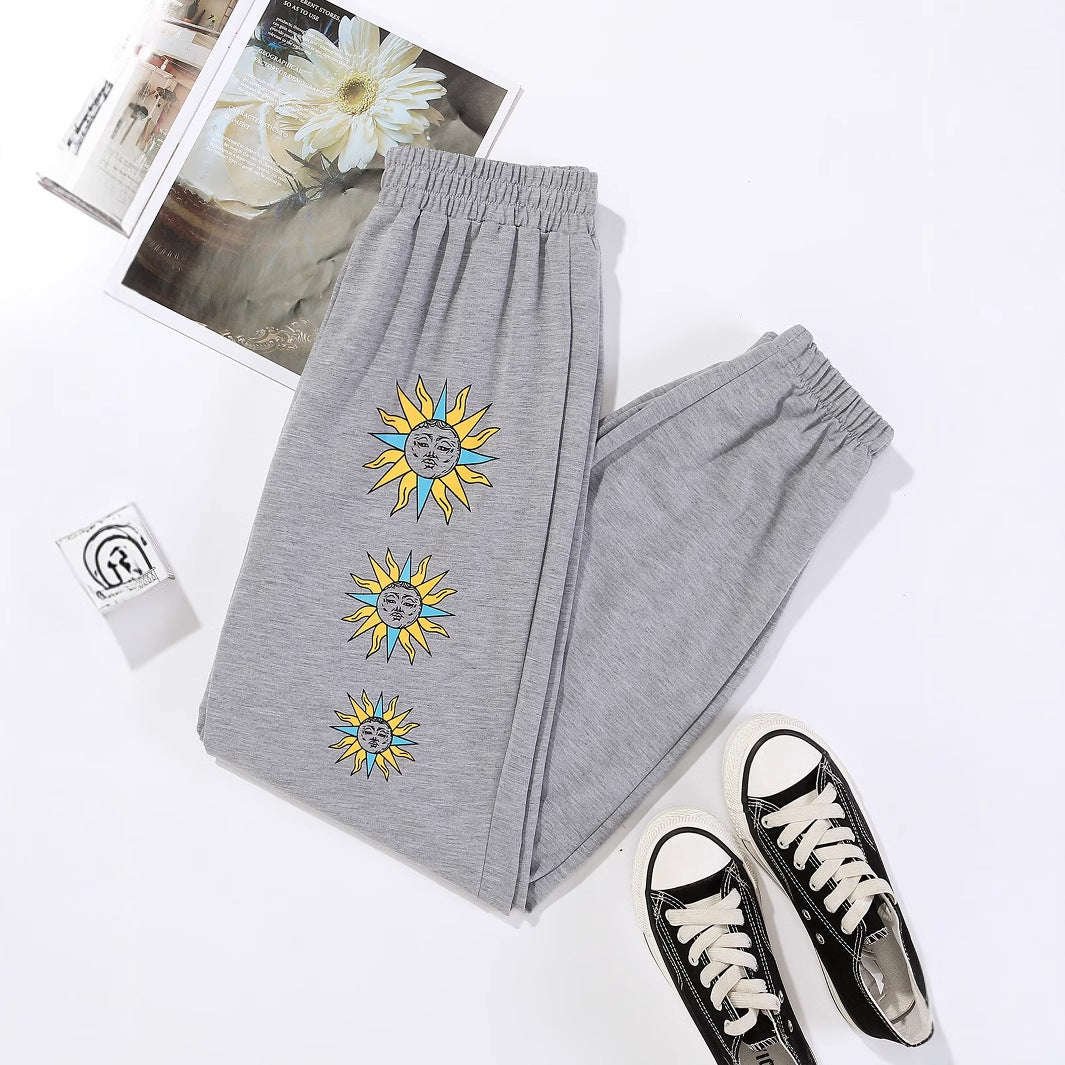 Kvinders komfortable sweatpants med trendy solmotiv Stilla