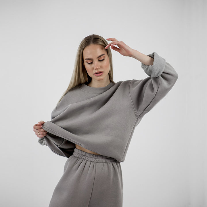 Dame afslappet Sweatpants-sæt med høj talje og brede ærmer Stilla