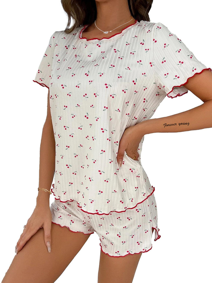 Dame pyjamasæt med blomstermønster og komfortabel pasform Stilla