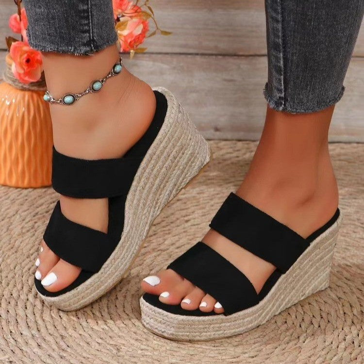 Dame Wedge-sandaler med elastiske remme og jute-sål Stilla