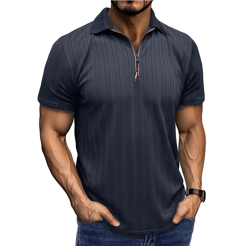 Herrer polo shirt med lynlås og struktureret design Stilla