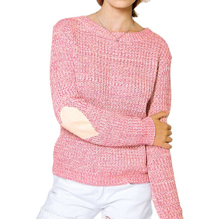 Kvindernes strikkede sweater med hjerteapplikationer og moderne snit Stilla
