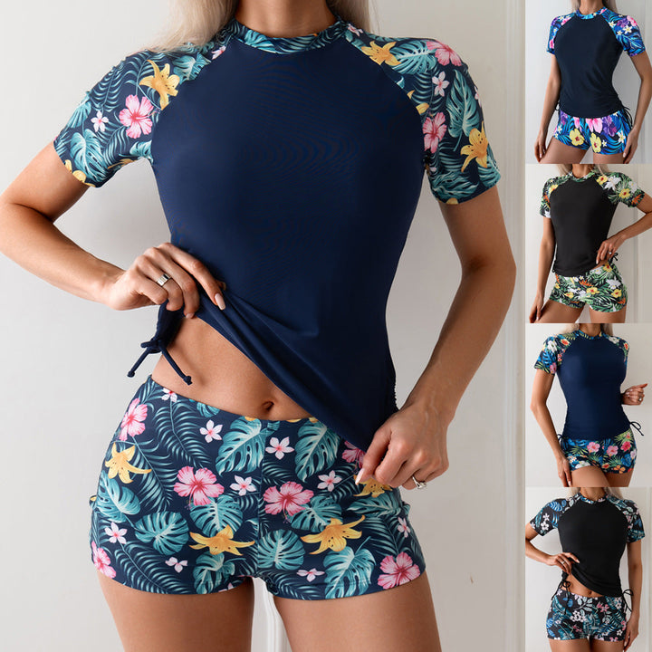 Dame Sporty Badetøjssæt med Blomsterprint og Sidestropper Skovae