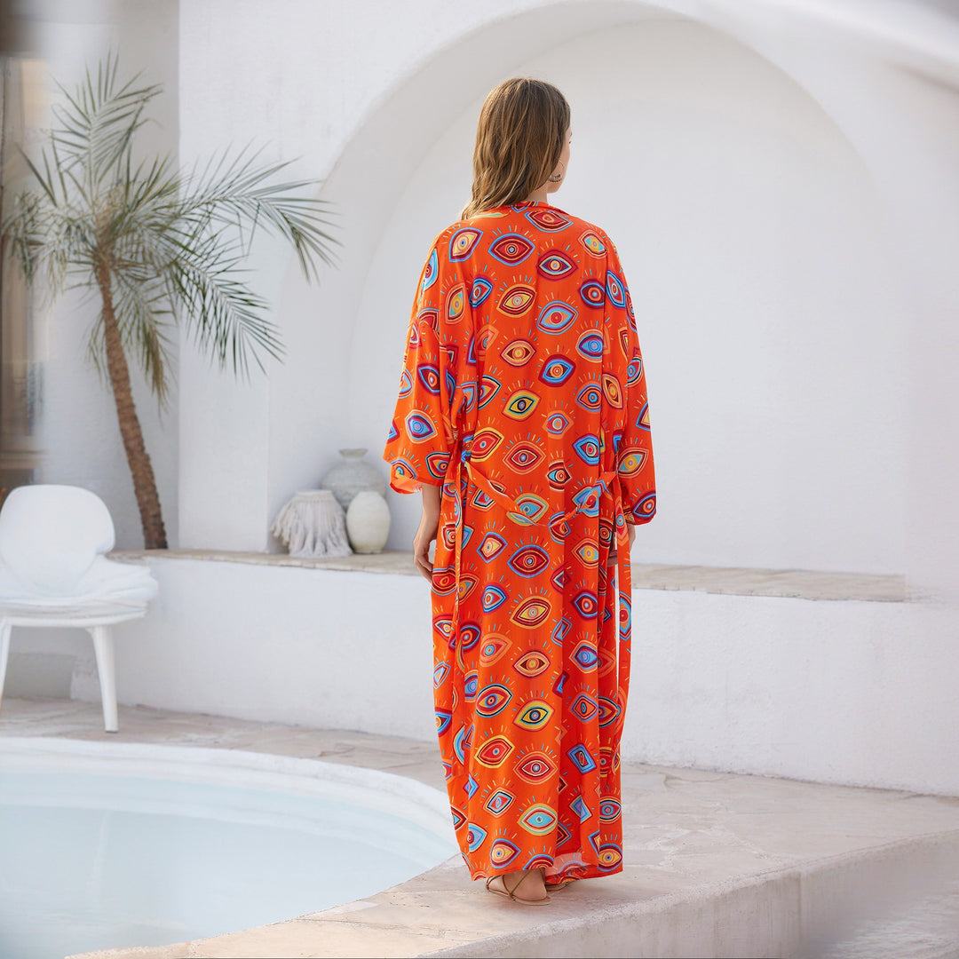 Kvinder Bohemian Trykt Maxi Kaftan Kjole Stilla