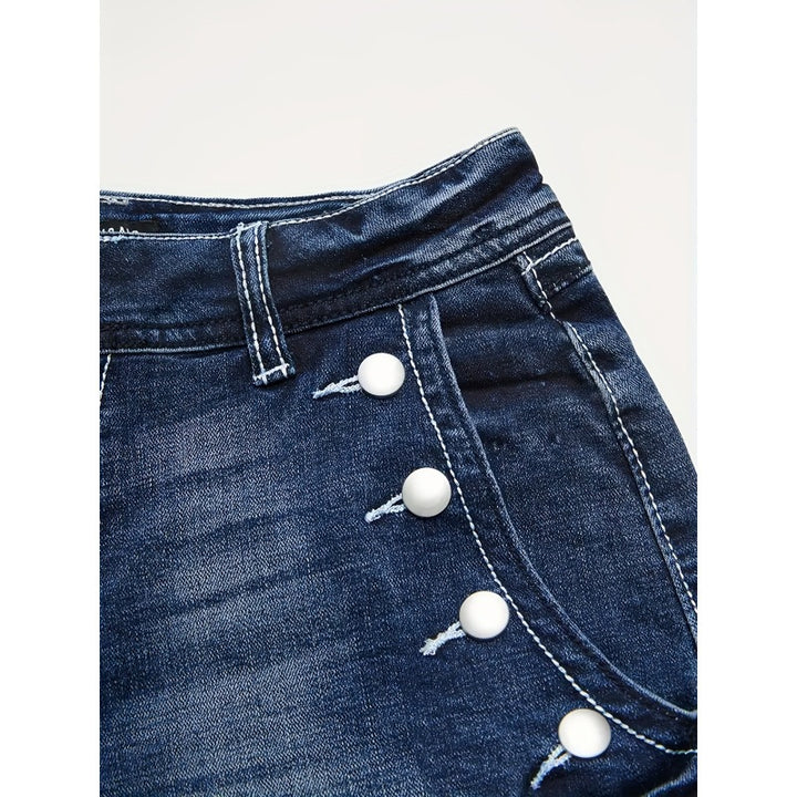 Dame Højt skårede Denim-shorts med knapdetaljer Skovae