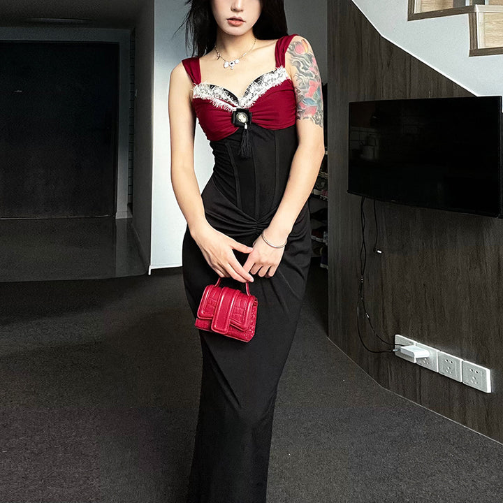 Dame Elegant maxikjole med dekadent bustier-overdel og dekorerede detaljer Skovae
