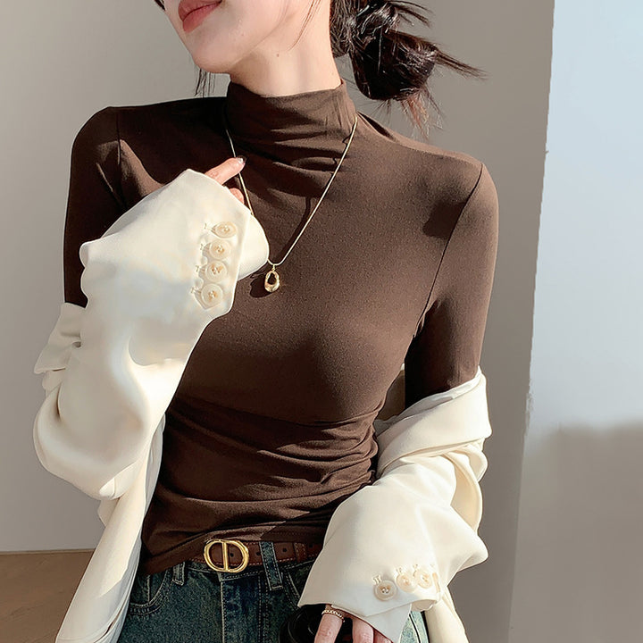 Dame Langærmet Turtleneck-shirt med fin pasform og elastisk materiale Stilla