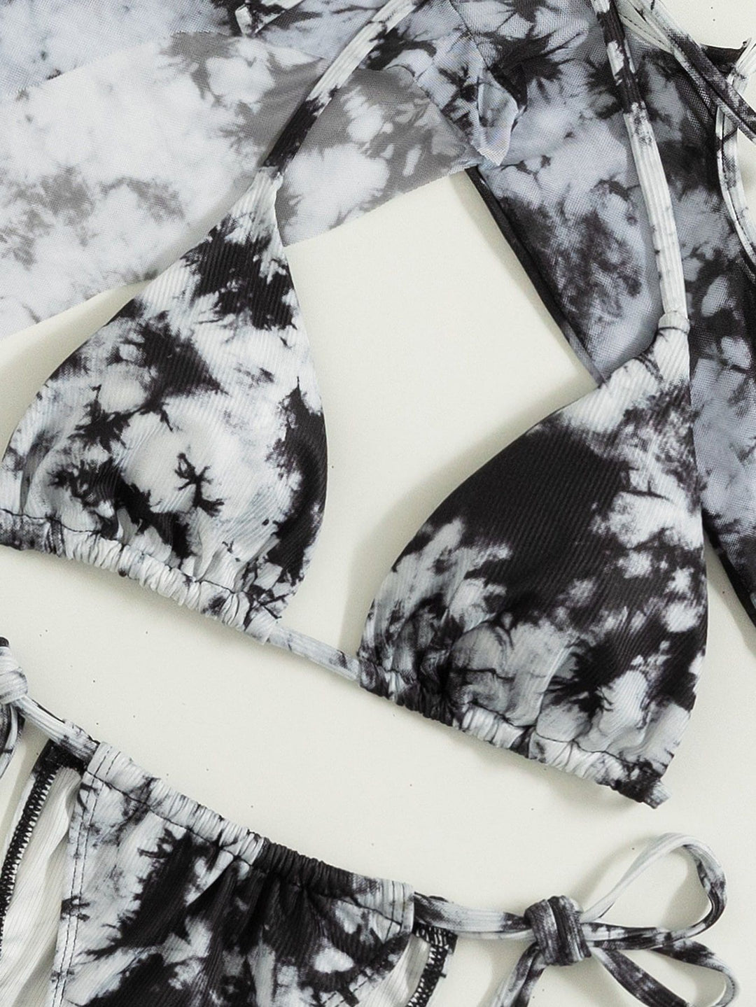 Damer Bikini-sæt med korte ærmer og moderne tie-dye-design Stilla