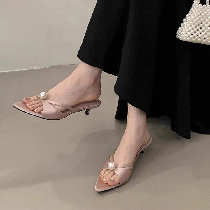 Damer elegante Slingback-hæle med perleaccent Stilla