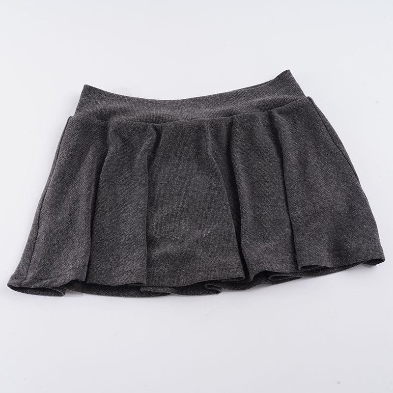 Dame Plisseret Mini Skirt i blød bomuldsblanding med elastisk talje Skovae