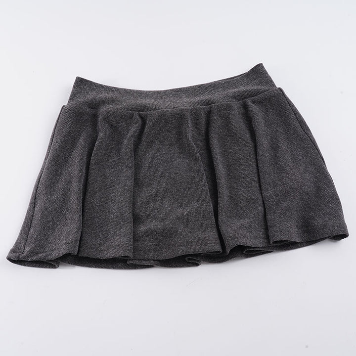 Dame Plisseret Mini Skirt i blød bomuldsblanding med elastisk talje Skovae