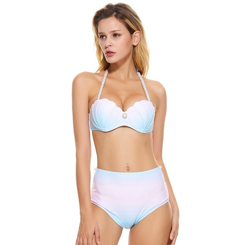 Damer Højskåret Bikini med skjald-design og perlepynt Stilla
