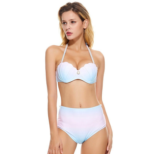 Damer Højskåret Bikini med skjald-design og perlepynt Stilla