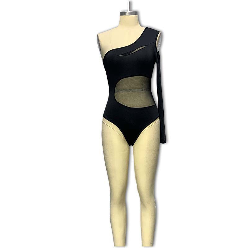 Dame Langærmet Top med asymmetrisk Cut-Out og transparente indsatser Stilla