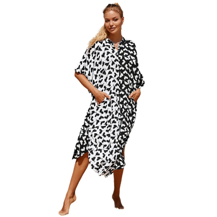 Dame Kaftan med trendy leopardmønster og afslappet snit Stilla