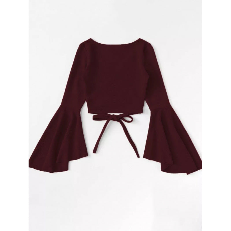 Femme Wrap Crop Top med vidt udskårne ærmer Stilla