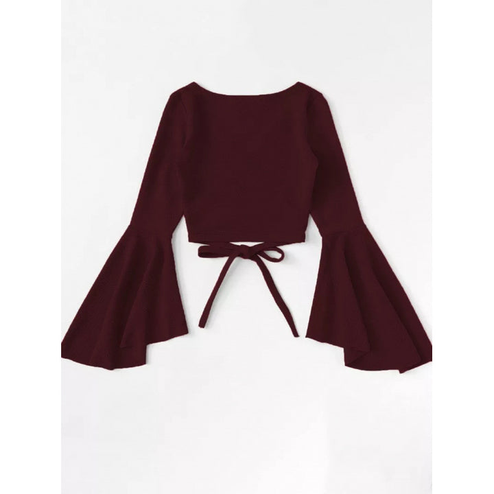 Femme Wrap Crop Top med vidt udskårne ærmer Stilla
