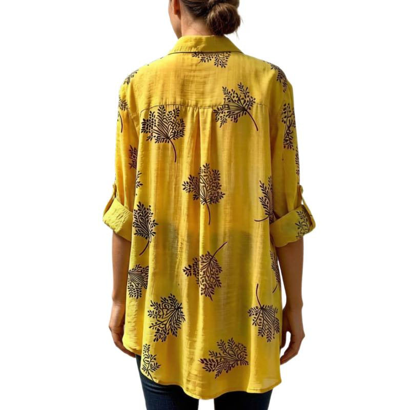 Dame bluse skjorte med blomstermotiv og afslappet pasform Skovae
