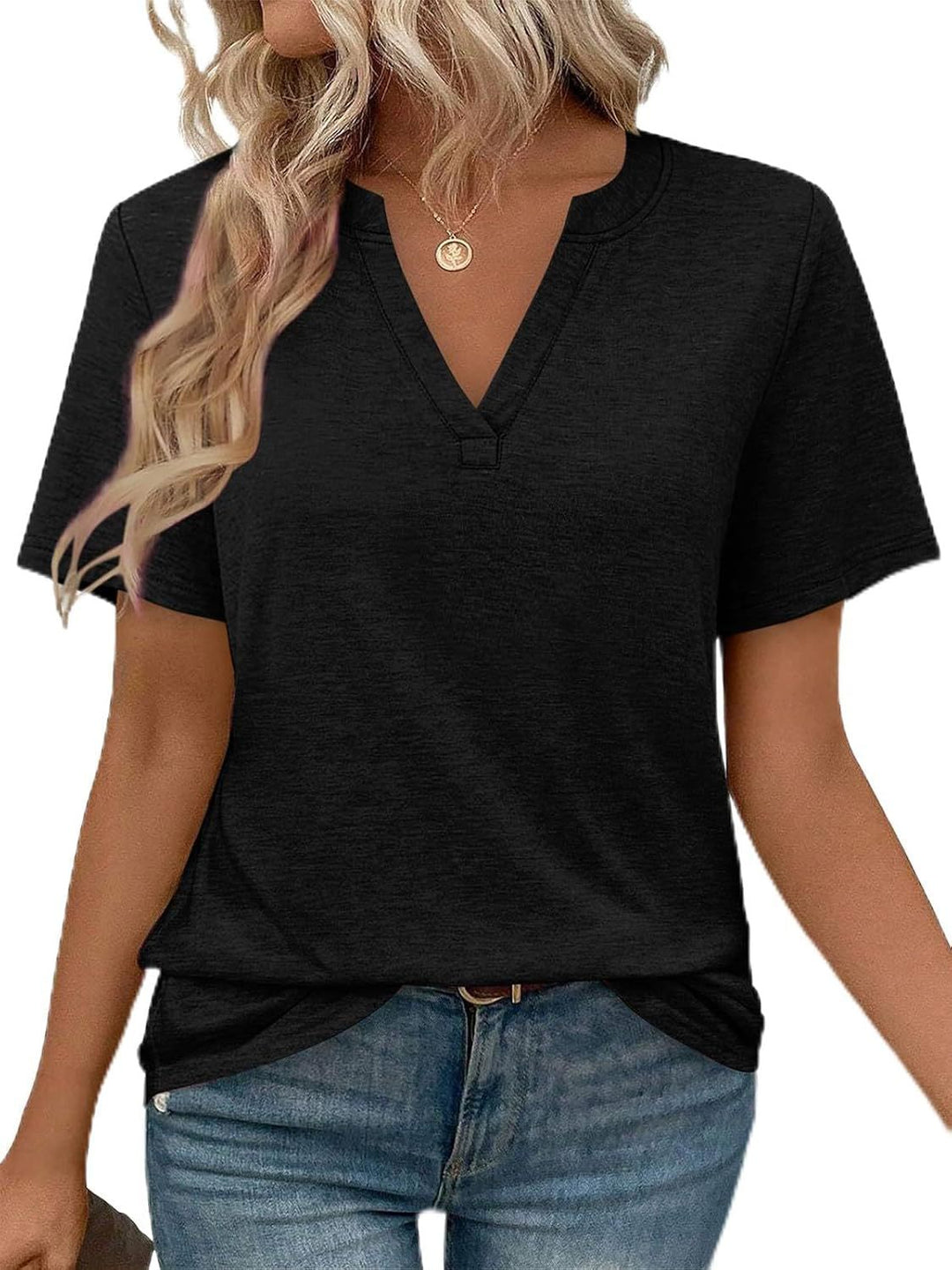 Dame Fritid V-Hals T-Shirt Stilla