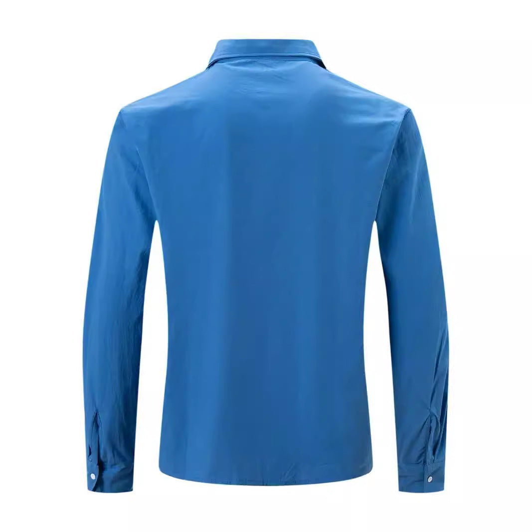 Herrer Let Casual Linned Knap-Down Skjorte Stilla