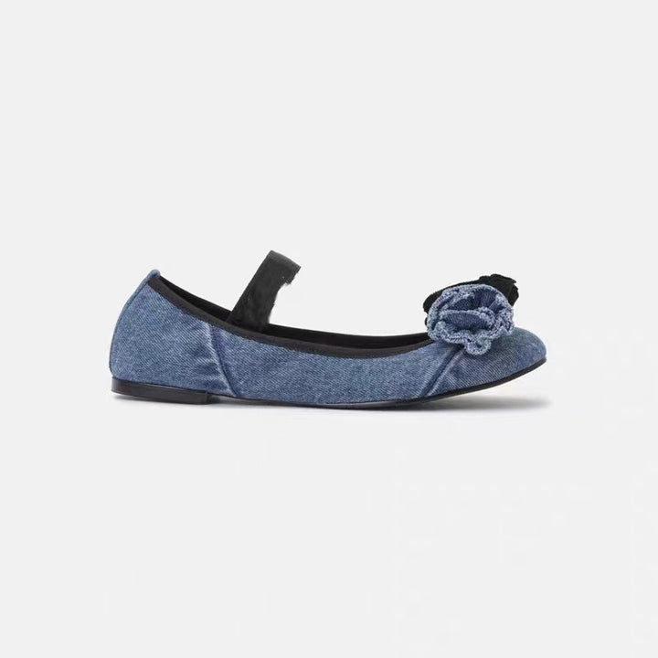 Femme Floral-Dekoreret Denim Ballerina Flats Stilla