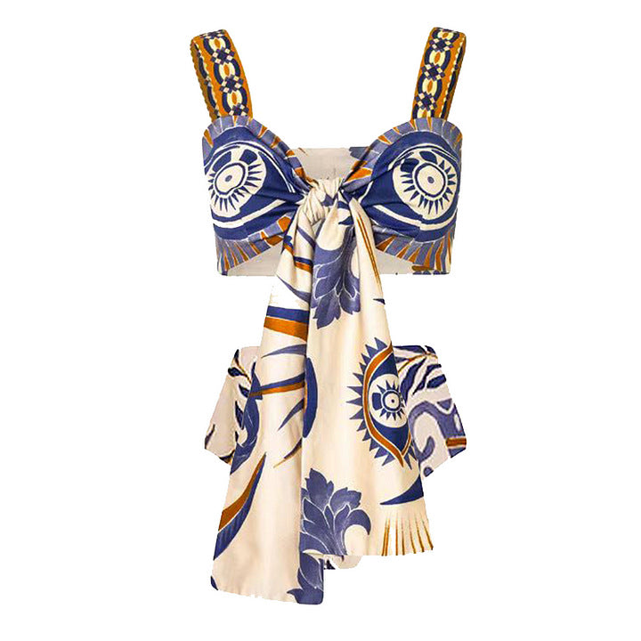 Dame elegant wrap top og kombineret nederdel sæt Skovae