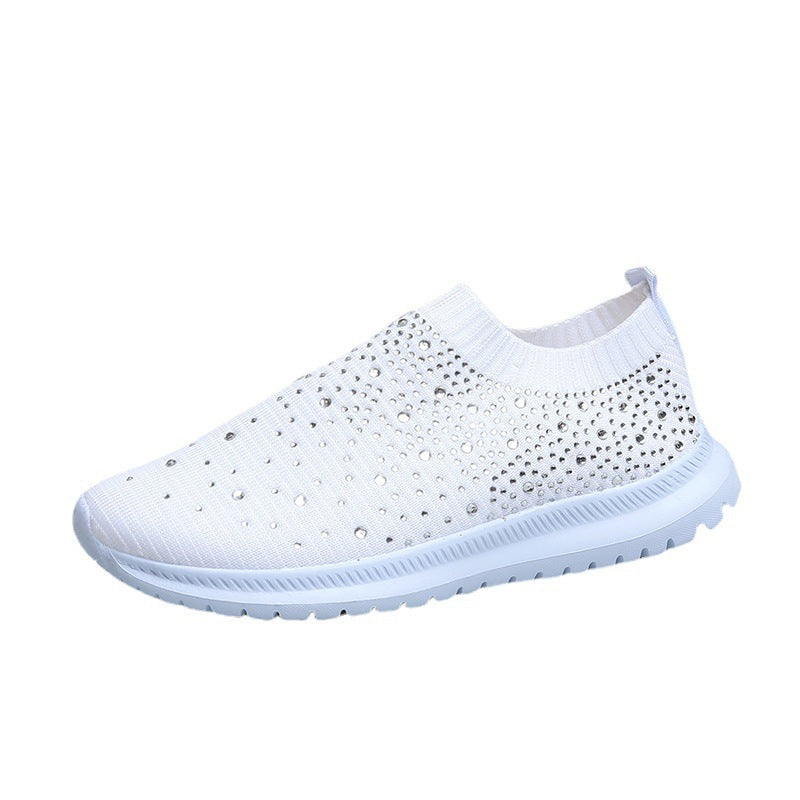 Dame Sneakers med glitrende accenter og elastisk strikket overmateriale Stilla