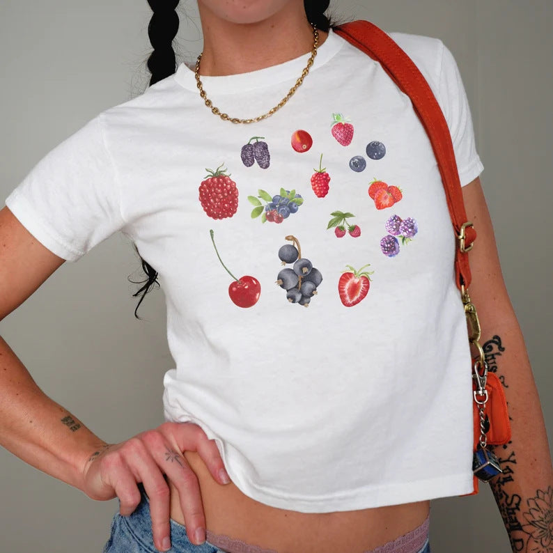 Dame Crop-T-shirt med kreativ telefon-design Skovae