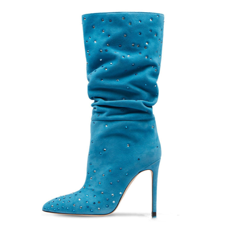 Femme Slouchy Højhælede Stiletto Støvler med Strassdetaljer Stilla