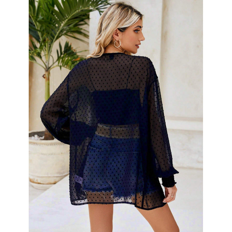Kvinde Gennemsigtig Polka Dot Kimono Cardigan Stilla